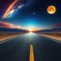 long road to planet Earth floating Royalty Free Stock Photo