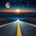 long road to planet Earth floating Royalty Free Stock Photo