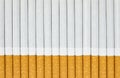 Long row of cigarettes with orange filter tips Royalty Free Stock Photo