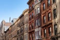 Long Row of Colorful Old Residential Buildings on the Upper West Side in New York City Royalty Free Stock Photo