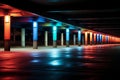 a long row of columns in a parking lot Royalty Free Stock Photo