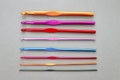 Crochet hooks for making items of clothing . yarn and woolen craft