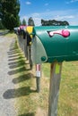 Long row of letterboxes along rural road Royalty Free Stock Photo
