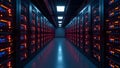 A long row of numerous servers is neatly arranged in a data center Royalty Free Stock Photo