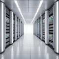 long row of servers in a data center Royalty Free Stock Photo