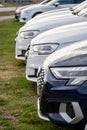 Long row of used cars for sale.. Royalty Free Stock Photo