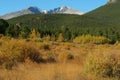 Long's Peak, autumn foliage Royalty Free Stock Photo