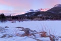 Long`s Peak and Lily Lake sunrise in Estes park, Colorado