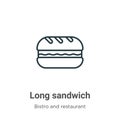 Long sandwich outline vector icon. Thin line black long sandwich icon, flat vector simple element illustration from editable