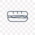 Long sandwich vector icon isolated on transparent background, li