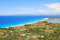 Long sandy beach on the island of Lefkada, Greece