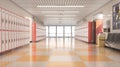 Long school corridor with white lockers Royalty Free Stock Photo