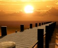 Long seaside pier at sunset Royalty Free Stock Photo