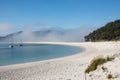 Long send beach and mist, Atlantic Islands National Park,Spain