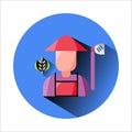 The long shadow and flat design avatar icon of Traditional Farmer