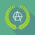 Long shadow laurel wreath icon with an anarchy sign Royalty Free Stock Photo