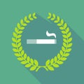 Long shadow laurel wreath icon with a cigarette