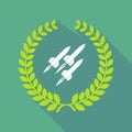 Long shadow laurel wreath icon with missiles Royalty Free Stock Photo