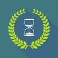 Long shadow laurel wreath icon with a sand clock Royalty Free Stock Photo