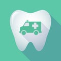 Long shadow tooth with an ambulance icon