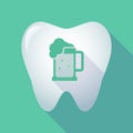 Long shadow tooth with a beer jar icon Royalty Free Stock Photo