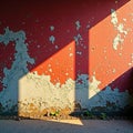 Long shadows stretch across rusty, peeling paint , peeling, texture Royalty Free Stock Photo