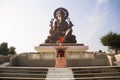 Long shot of Birla Ganapati, 72 feet tall Lord Ganapati idol with steps, Somatane Toll Plaza, Pune