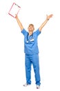 Long shot of a jubilant doctor celebrating her success Royalty Free Stock Photo