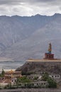 Long shot of Maitreya Buddha at Diskit Monastery, Nubra Valley, Ladakh, Jammu and Kashmir, India Royalty Free Stock Photo