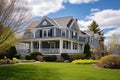 long shot of the side view of two-story colonial Royalty Free Stock Photo