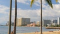 Long shot of waikiki beach and the royal hawaiian hotel Royalty Free Stock Photo