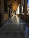 The long side of the external portico of the complex of Sant\'ivo alla Sapienza, ancient university, Rome, Lazio, Italy Royalty Free Stock Photo