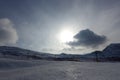 Long Ski Run Under The Sun And Cloud Royalty Free Stock Photo