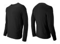 Long sleeve black t-shirt front and back side view isolated on white Royalty Free Stock Photo