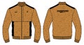 Long sleeve Bomber jacket design flat sketch Illustration, Racer leather jacket with front and back view, Biker jacket for Men and