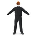 Long Sleeve Coveralls Uniform With Orange Hardhat On White. 3D illustration, isolated