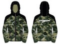 Long sleeve Hoodie jacket design with Camouflage print in vector, Hooded bomber jacket with front and back view, hooded winter