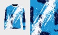 Long sleeve jersey blue grunge texture for extreme sport, racing, gym, cycling, training, motocross, travel.