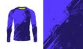 Long sleeve jersey blue grunge texture for extreme sport, racing, gym, cycling, training, motocross, travel.