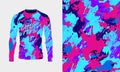 Long sleeve jersey pink blue texture for extreme sportwear, racing, cycling, training, motocross, travel