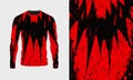 Long sleeve jersey red black grunge texture for extreme sport, gym, racing, cycling, motocross, enduro Royalty Free Stock Photo