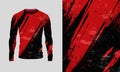 Long sleeve jersey red black grunge texture for extreme sport, gym, racing, cycling, motocross, enduro Royalty Free Stock Photo