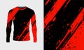 Long sleeve jersey red black grunge texture for extreme sport, gym, racing, cycling, motocross, enduro Royalty Free Stock Photo