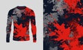 Long sleeve jersey red grunge camo texture for extreme sport, gym, racing, cycling, motocross, enduro Royalty Free Stock Photo