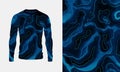 Long sleeve jersey topographic lines texture for extreme sport, racing, gym, cycling, training, motocross, travel