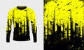 Long sleeve jersey yellow black grunge texture for extreme sport, racing, gym, cycling, training, motocross, travel Royalty Free Stock Photo
