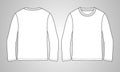 Long sleeve T-shirt with round neck Technical fashion Sketch flat Vector template.