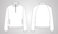 Long sleeve with Short zip fleece jacket flat sketch template.