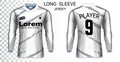 Long sleeve soccer jerseys t-shirts mockup template.