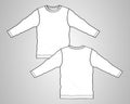 Long Sleeve t shirt ashion flat sketch vector template. Royalty Free Stock Photo